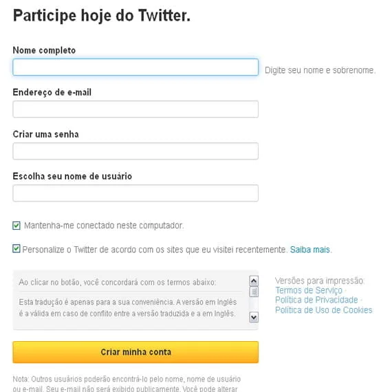 como fazer twitter
