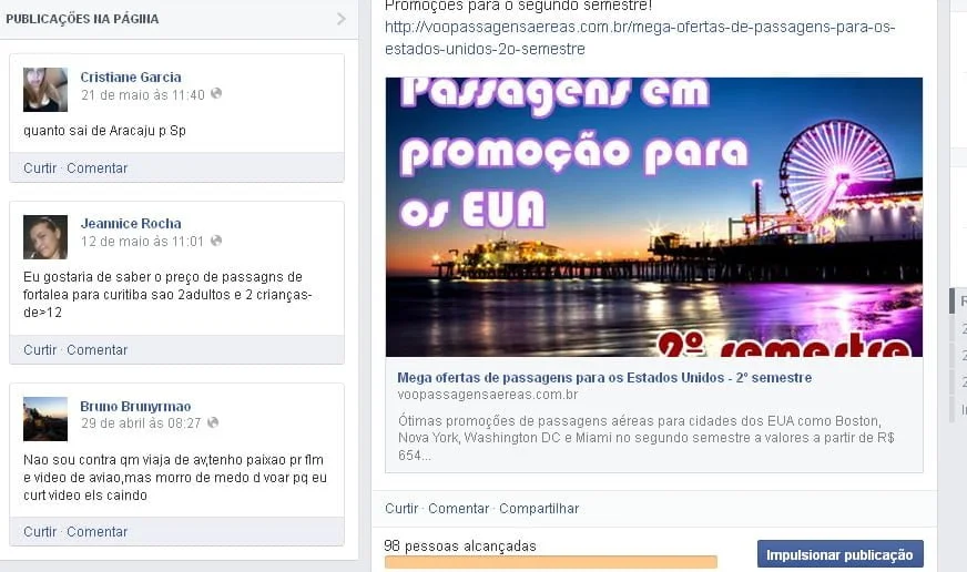 nova pagina fan page facebook