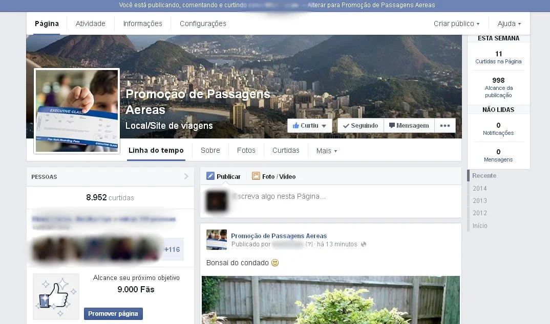 novo layout pagina facebook