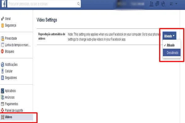 como desativar reproducao automatica videos facebook 1