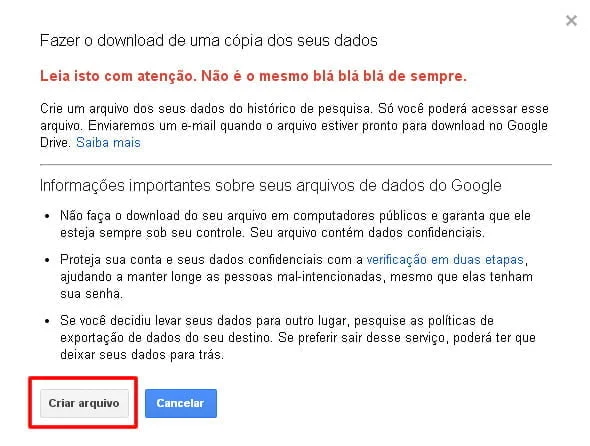 baixar historico de pesquisas google