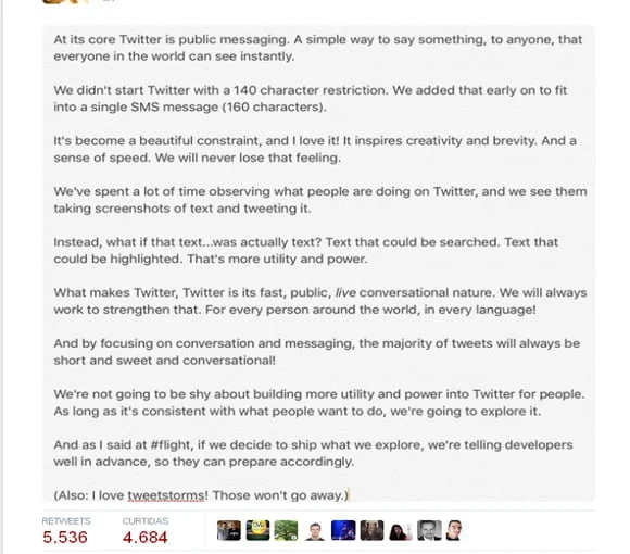publicacao de jack dorsey no twitter
