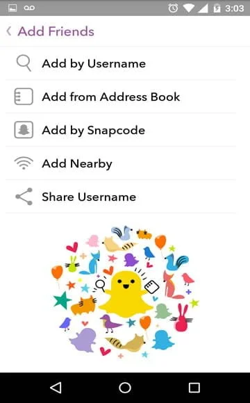tela de adicionar amigos snapchat