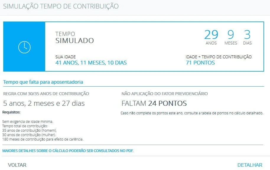 resultado simulacao calculadora aposentadoria