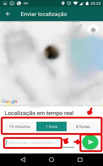 enviando localizacao tempo real whatsapp