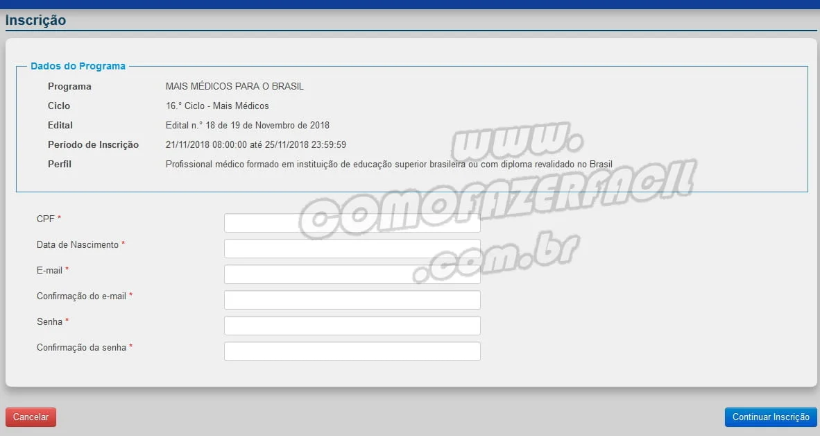 pagina inscricao programa mais medicos 2019