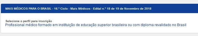 pagina oficial mais medicos para inscricao