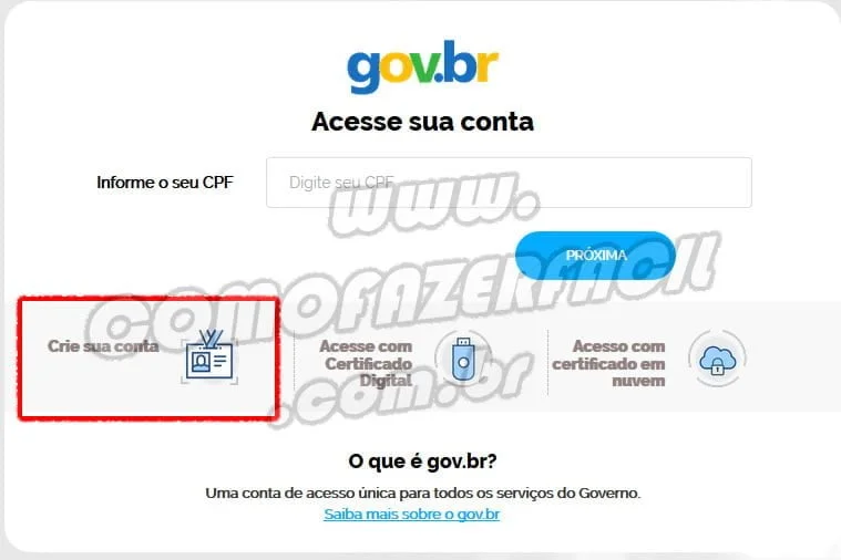 fazer um novo cadastro criar a conta acesso br gov