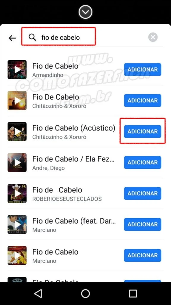 pesquisa musica como colocar stories facebook