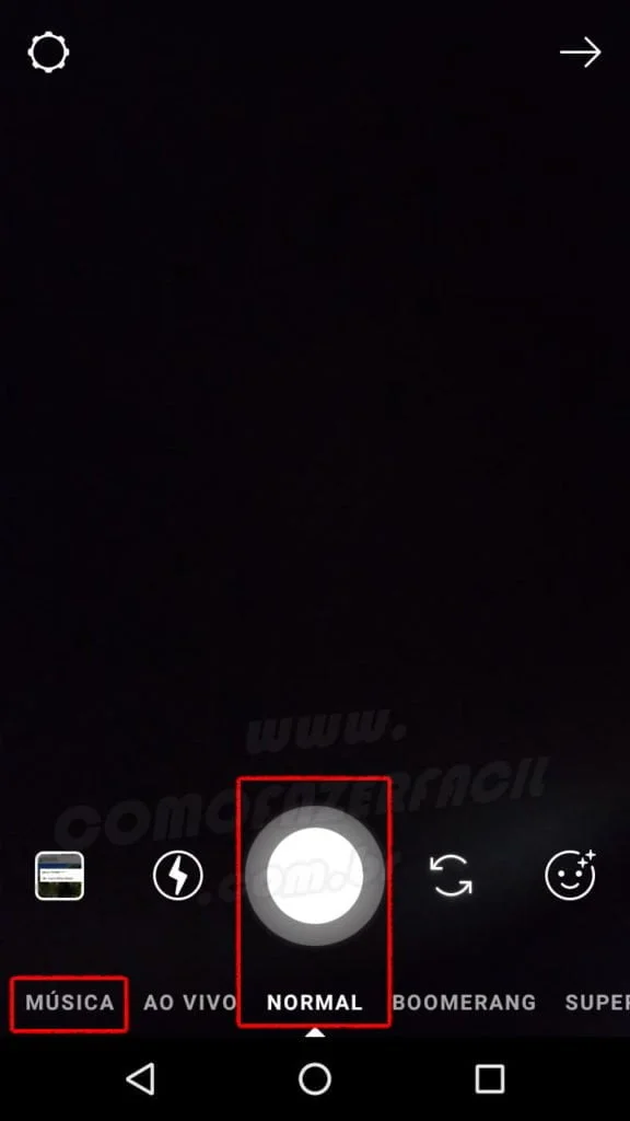 selecionar foto icone musica story instagram