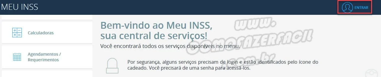 logando site meu inss