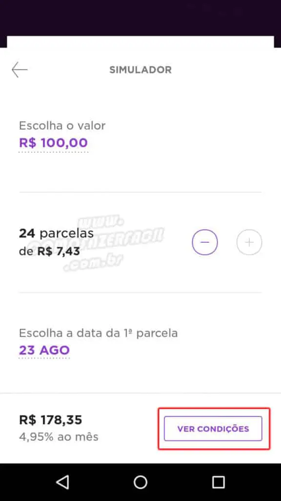 usando simulador emprestimo dinheiro pessoal nubank