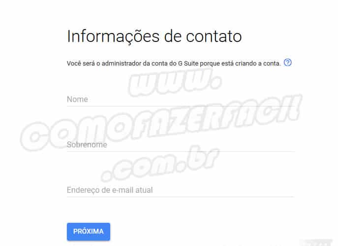 dados pessoais criando email profissional gsuite