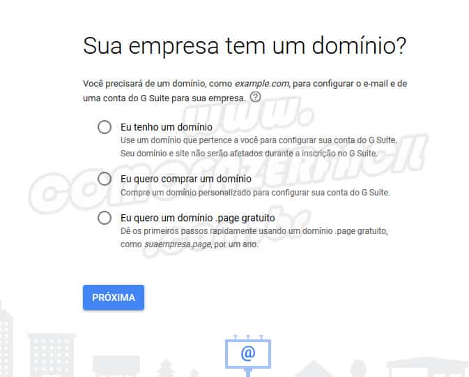 Domínio profissional para site url que será utilizado no gmail.