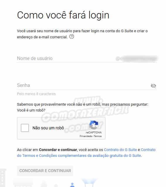 Finalizando o cadastro para ter email profissional, empresarial do gsuite google e gmail.