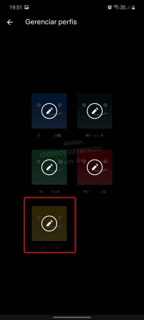 selecionando perfil para editar no netflix