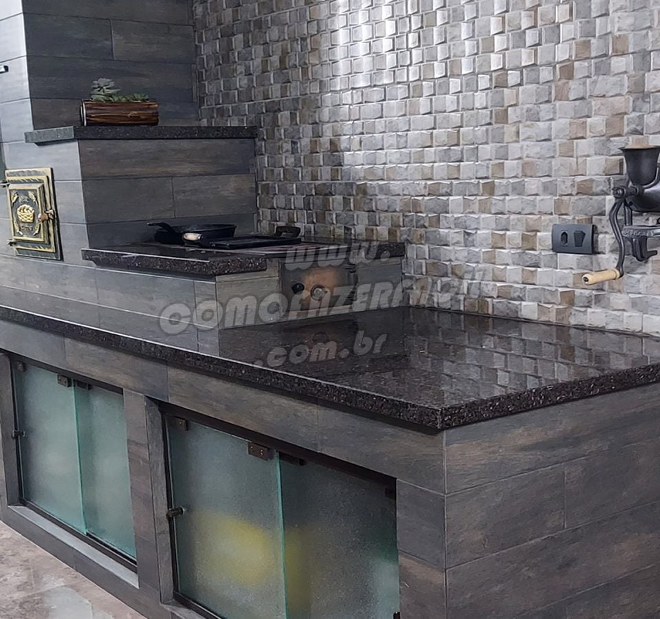 churrasqueira moderna com forno e fogao a lenha para area gourmet