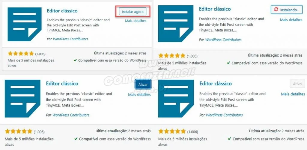 instalando um novo plugin no site wordpress
