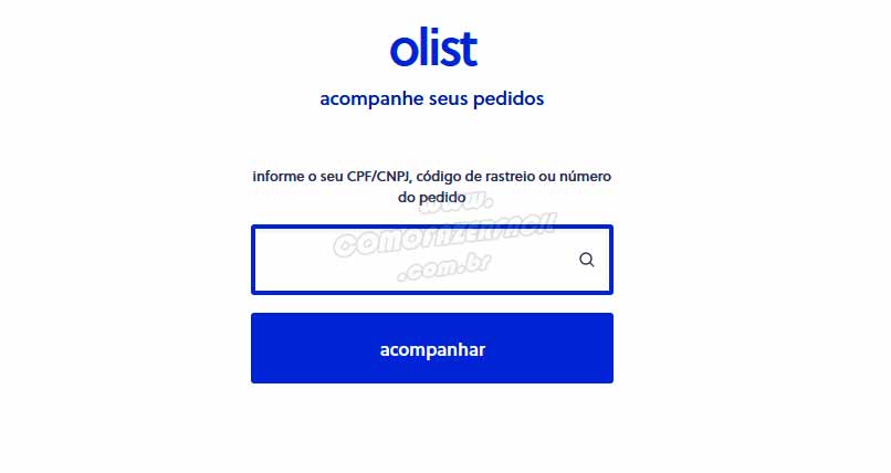 Página de rastreio de pedidos da Olist.