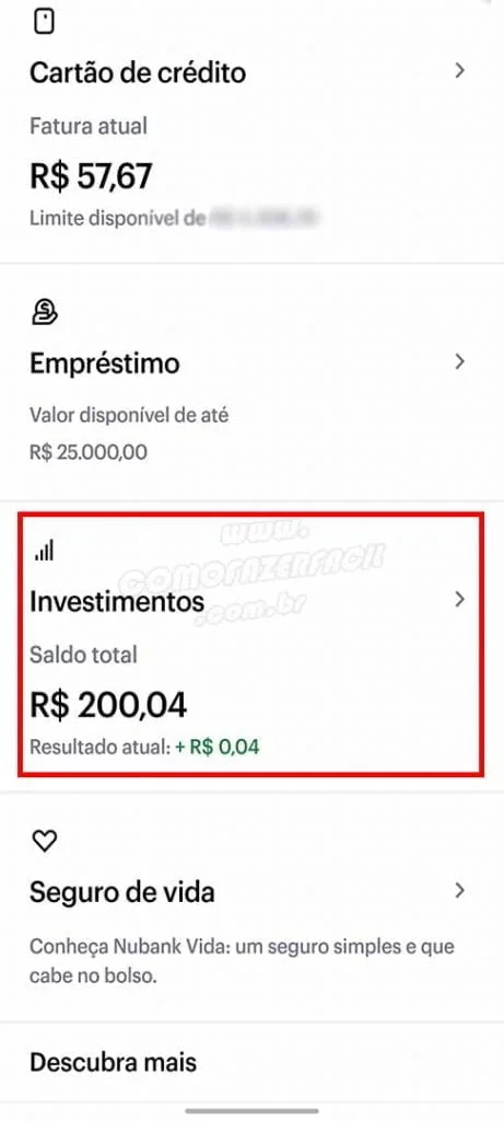 primeira parte para investir em ações no aplicativo nubank