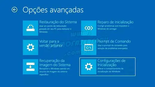 configurações de inicialização para win 10 em modo de segurança