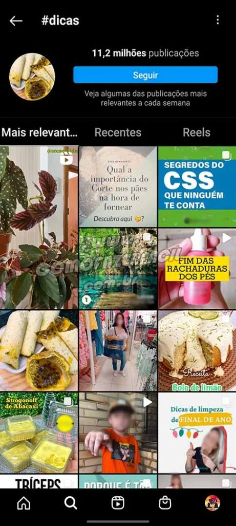encontrando hashtags para seguir no instagram