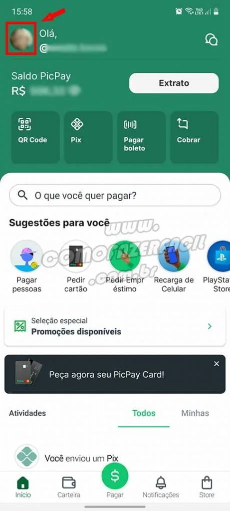 acessando o chat do picpay para resolver problemas