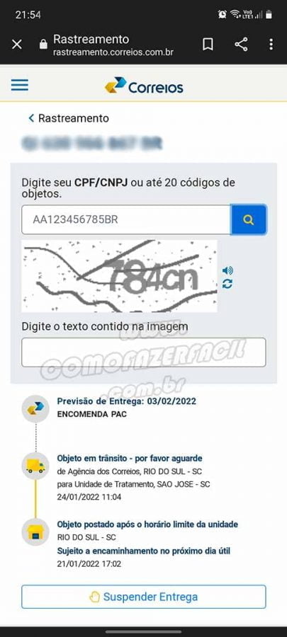 Rastreando pedidos da Shopee