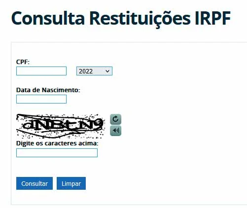 Fazendo a consulta da restituição do imposto de renda.