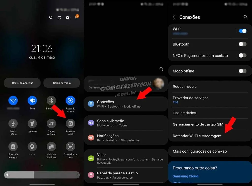 Transformando o celular em placa de rede para conectar o wifi no computador.