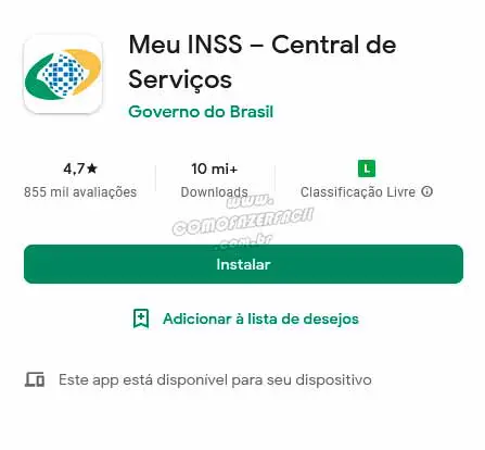 Aplicativo Meu INSS para baixar certificado de pessoa com deficiência.
