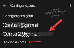 Selecionando conta para ativar o Google Chat no Gmail.