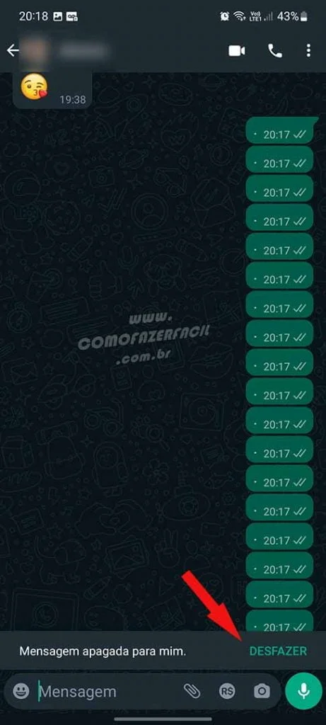 Desfazendo mensagem apagada no WhatsApp e recuperando.