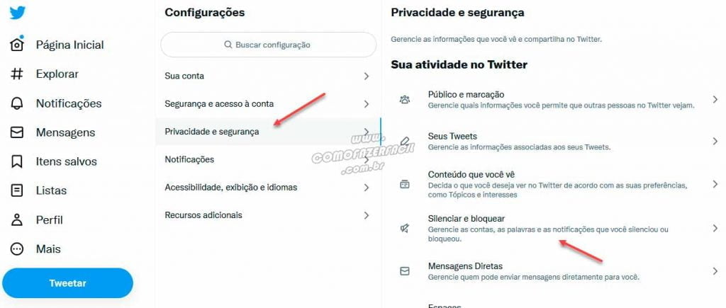 Bloqueando palavras sobre BBB Big Brother Brasil no Twitter.