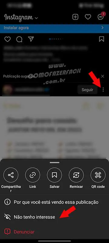 Bloqueando publicações sobre BBB no Instagram.