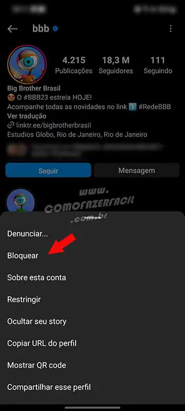 Como bloquear assuntos sobre BBB no Instagram.