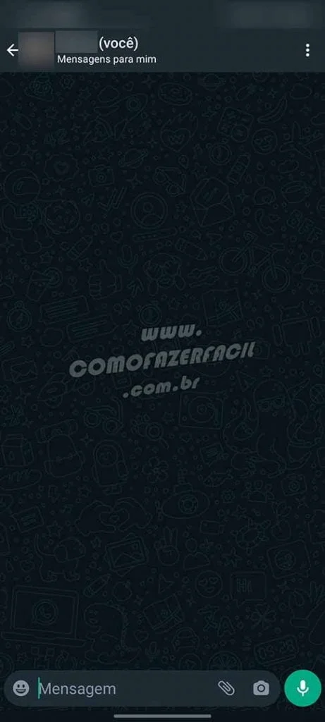 Enviando coisas no WhatsApp para mim mesmo.