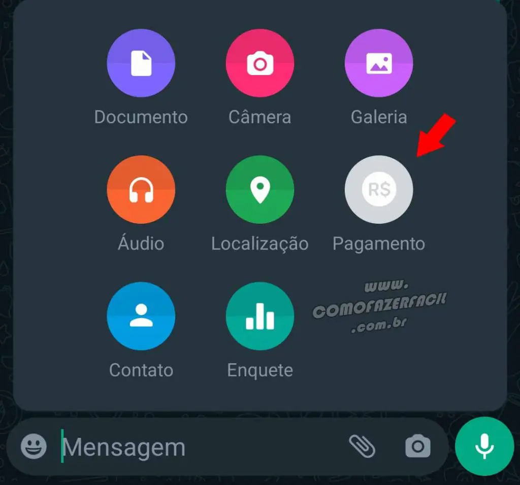 Enviando mensagem para mim mesmo no WhatsApp.