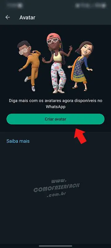 Finalizando a criação de avatar no WhatsApp.