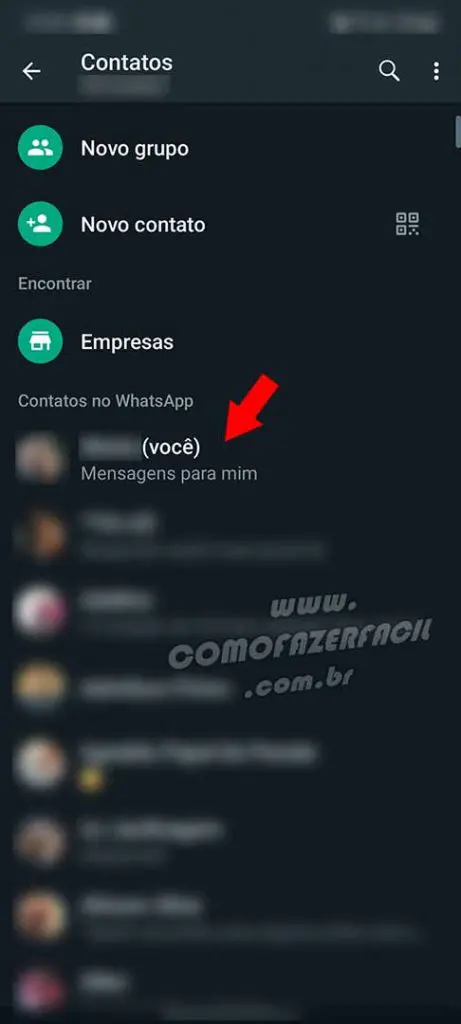 Mandando mensagens para você mesmo no WhatsApp.