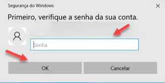 Confirmando a retirada de senha do login do Windows 10.