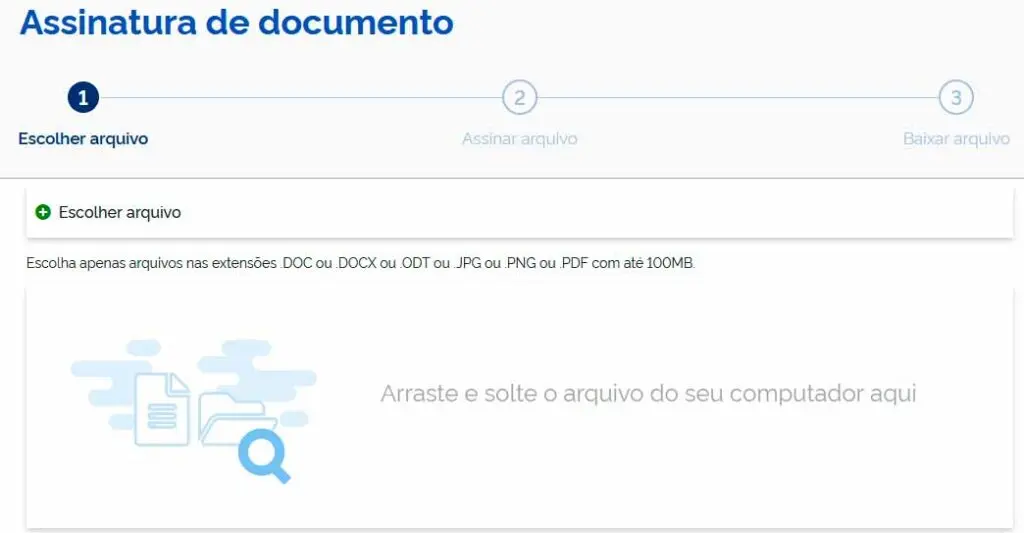 Acessando o portal de assinatura de documento.