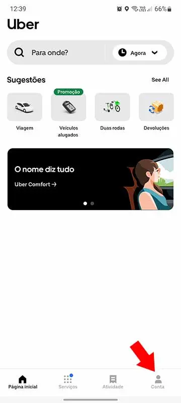 Abra sua conta do UBER para fazer denuncia.
