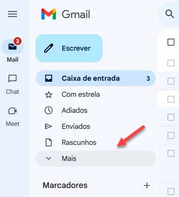 Abrindo o menu de mais para criar marcador no Gmail.