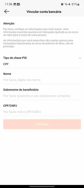 Recebendo o pagamento do Kwai por PIX.