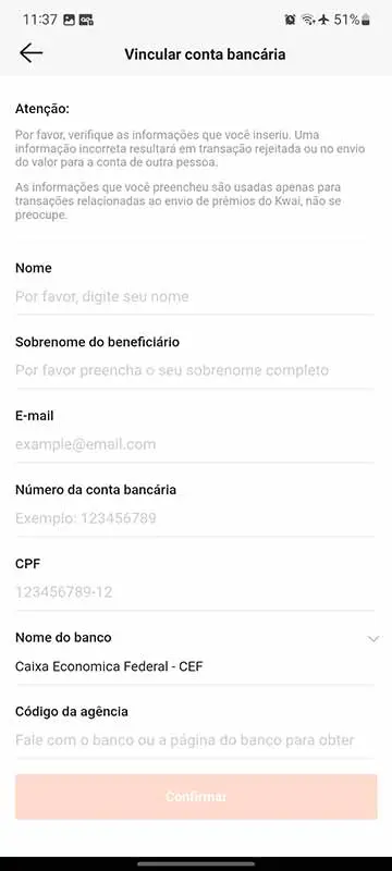 recebendo os Pagamentos do Kwai na conta bancária por transferência.