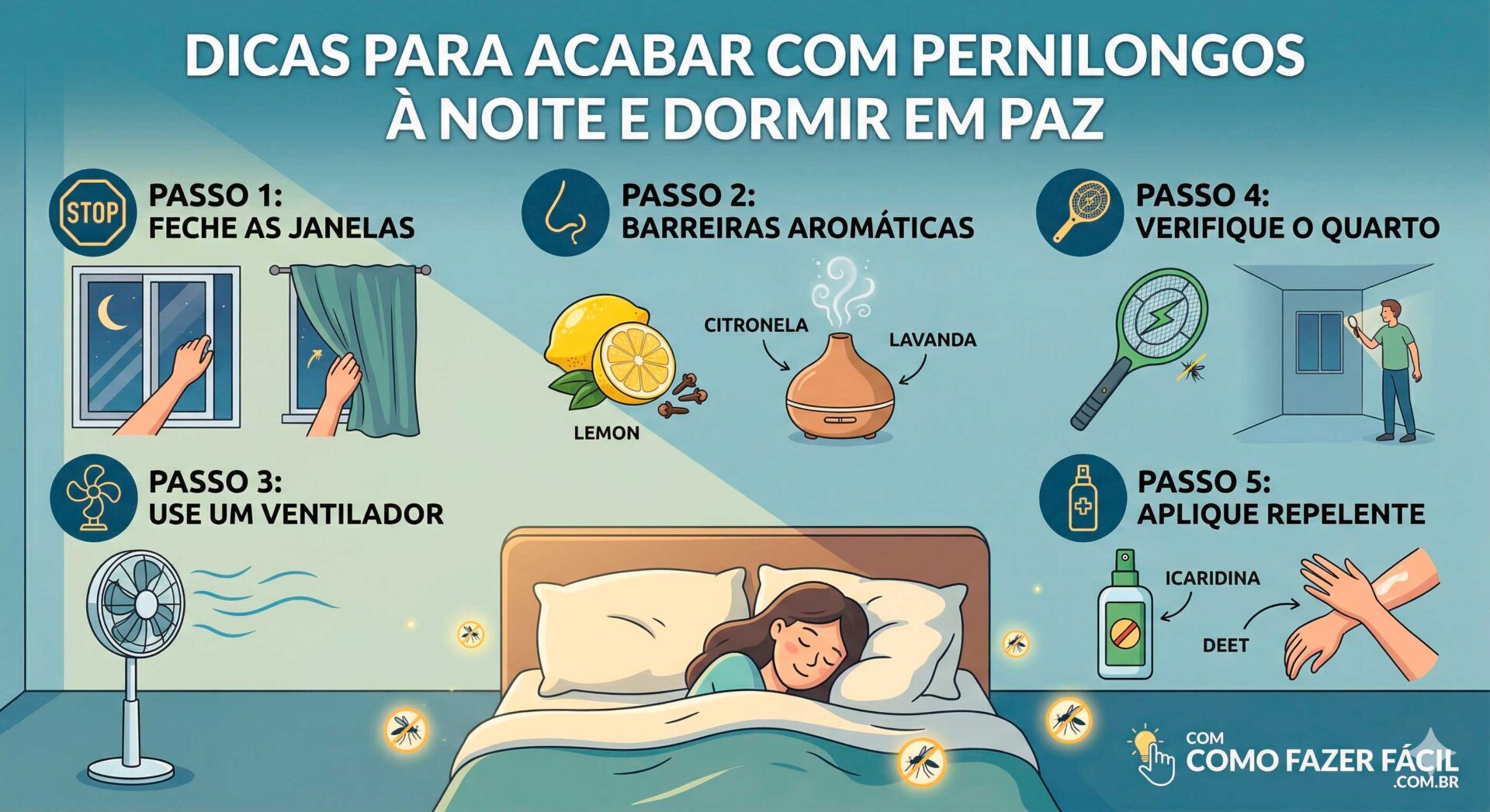 Dicas para acabar com pernilongos à noite e dormir em paz.