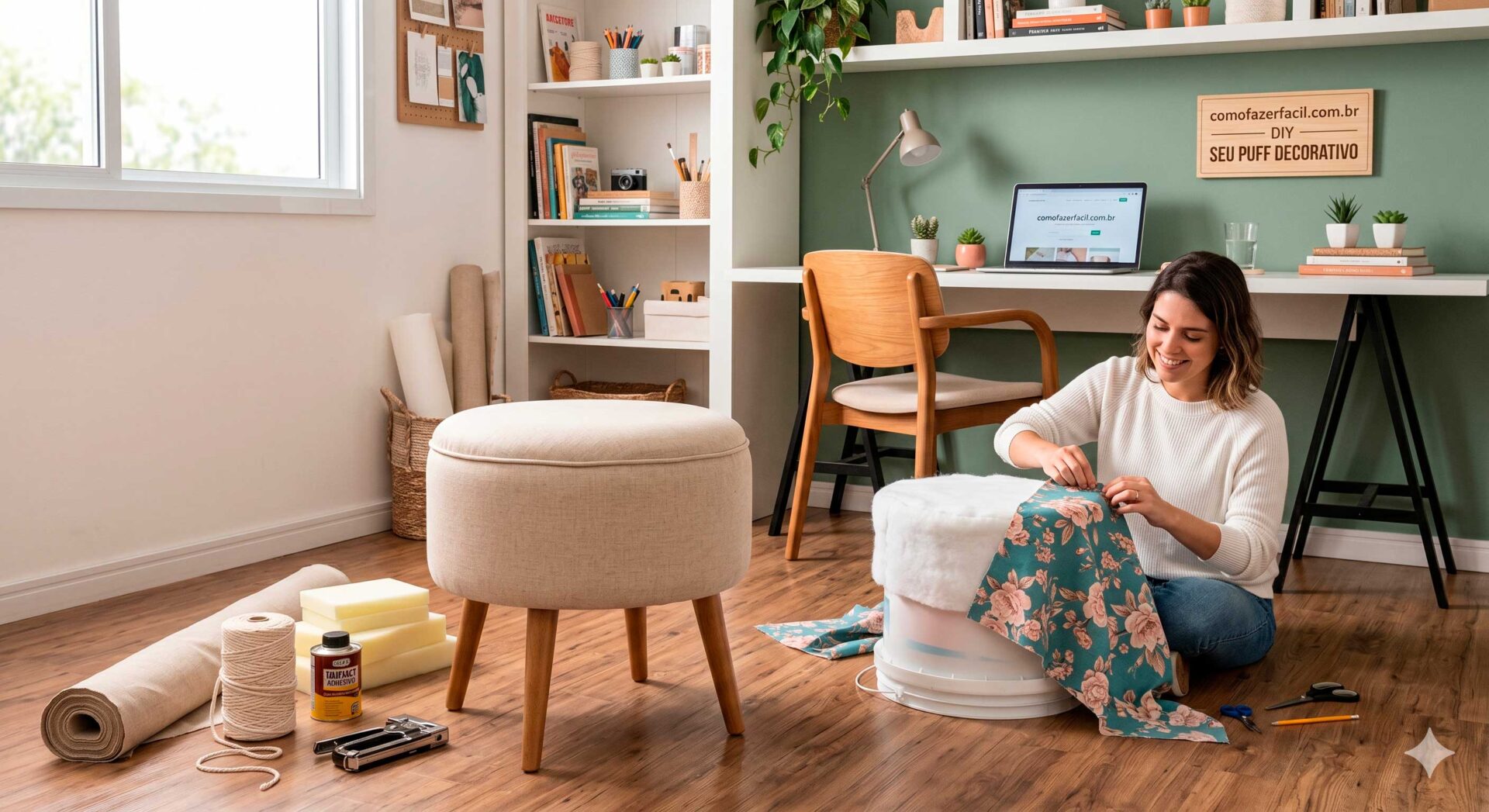 Como fazer um PUFF decorativo para quarto ou escritório.