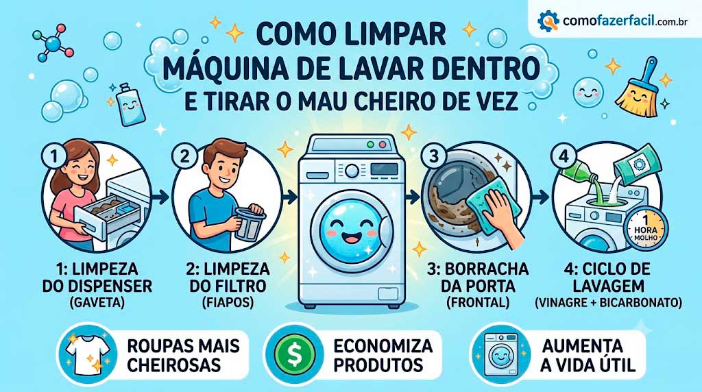 Como Limpar Máquina de Lavar por Dentro e Tirar o Mau Cheiro de Vez.